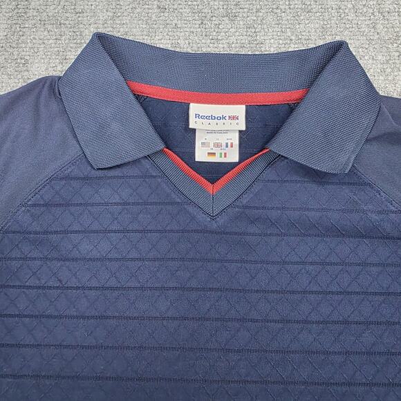 Reebok Classic Polo Shirt Womens Medium Navy Blue Raglan Performance Athletic - Picture 10 of 16